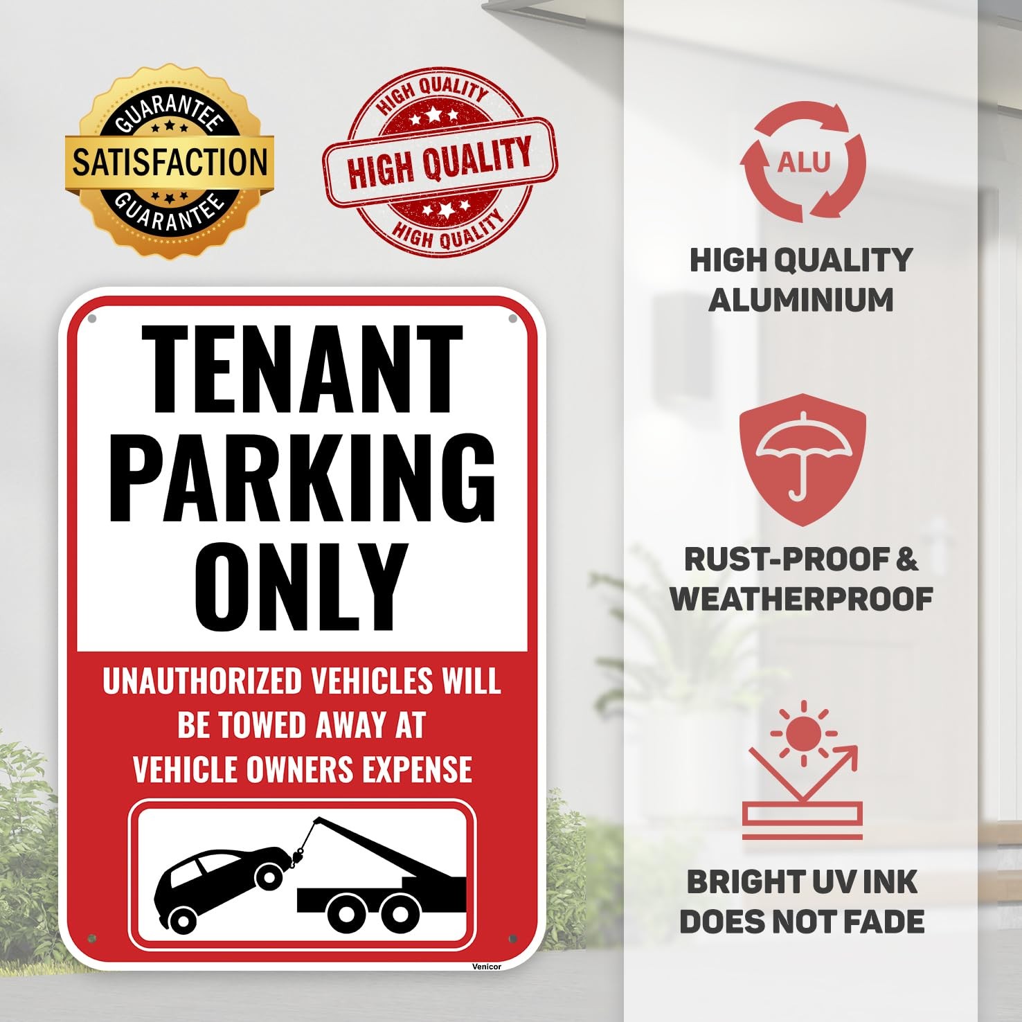 2 PC 14×10 Inch &lsquo;Tenant Parking Only&rsquo; Sign Aluminum Resident Parking