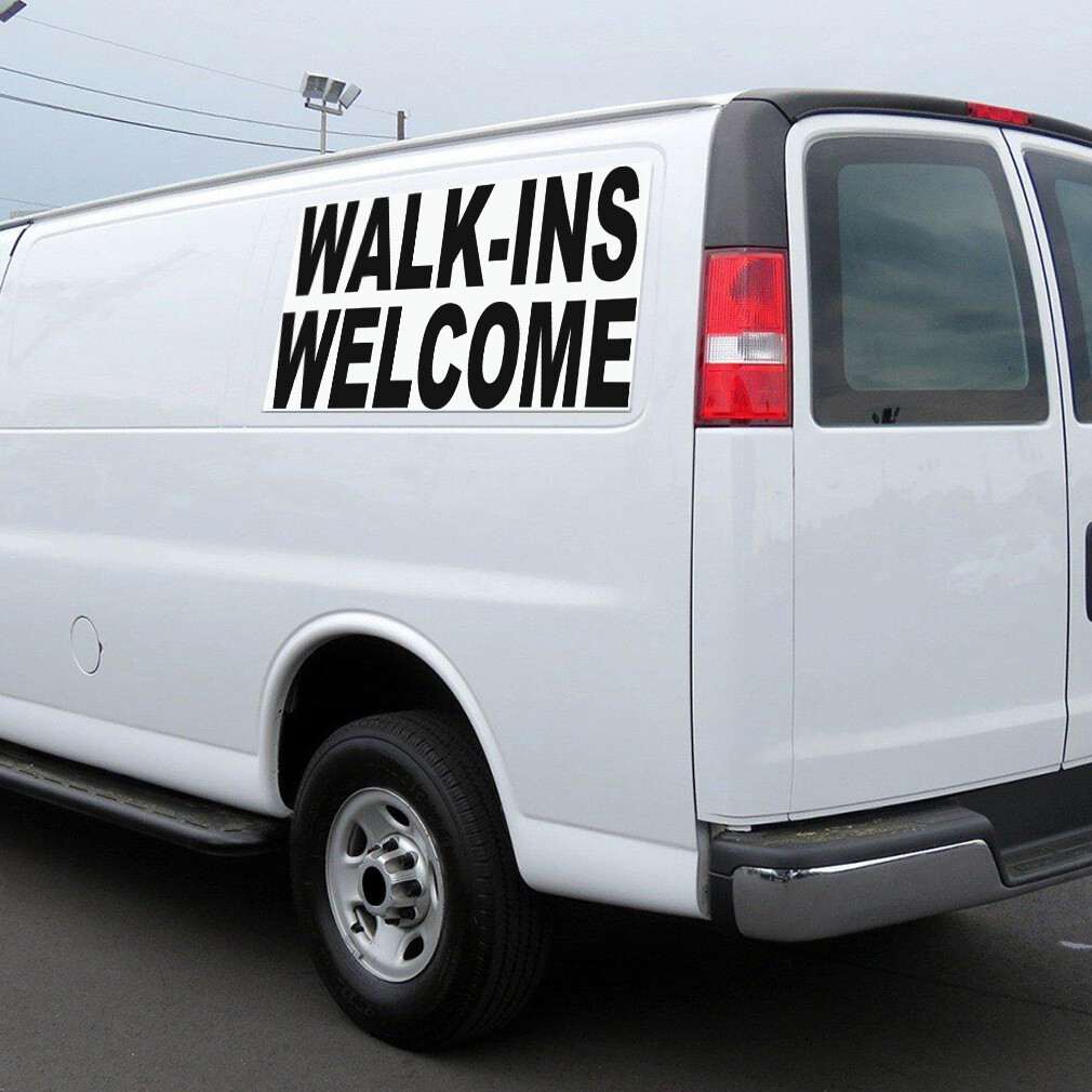 Car Magnet Set of 2 Walk-Ins Welcome Black Car Advertising Industrial Sign