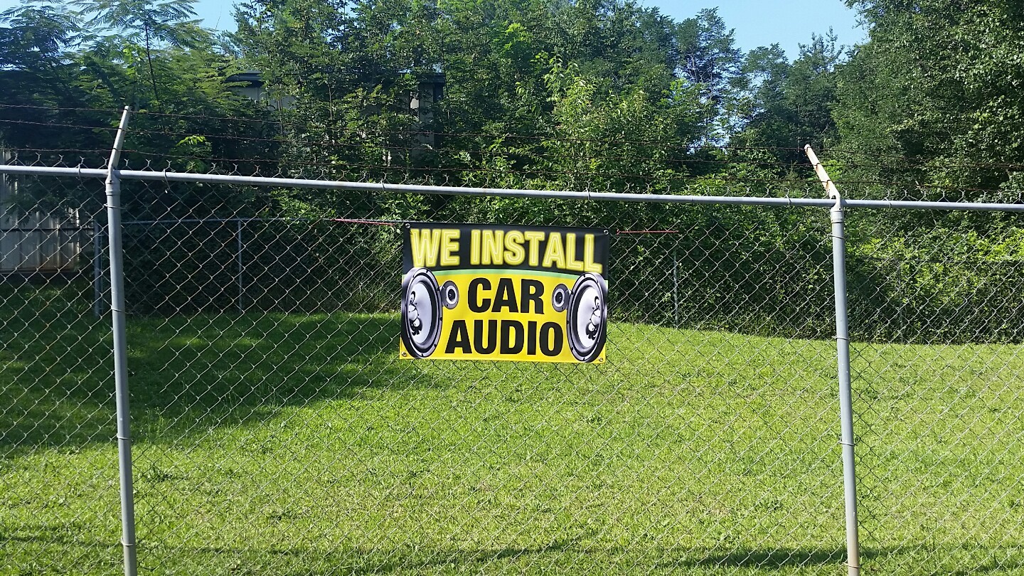 24&Prime;x36&Prime; WE INSTALL CAR AUDIO Banner Display Open Sign Flag Speakers Auto Service