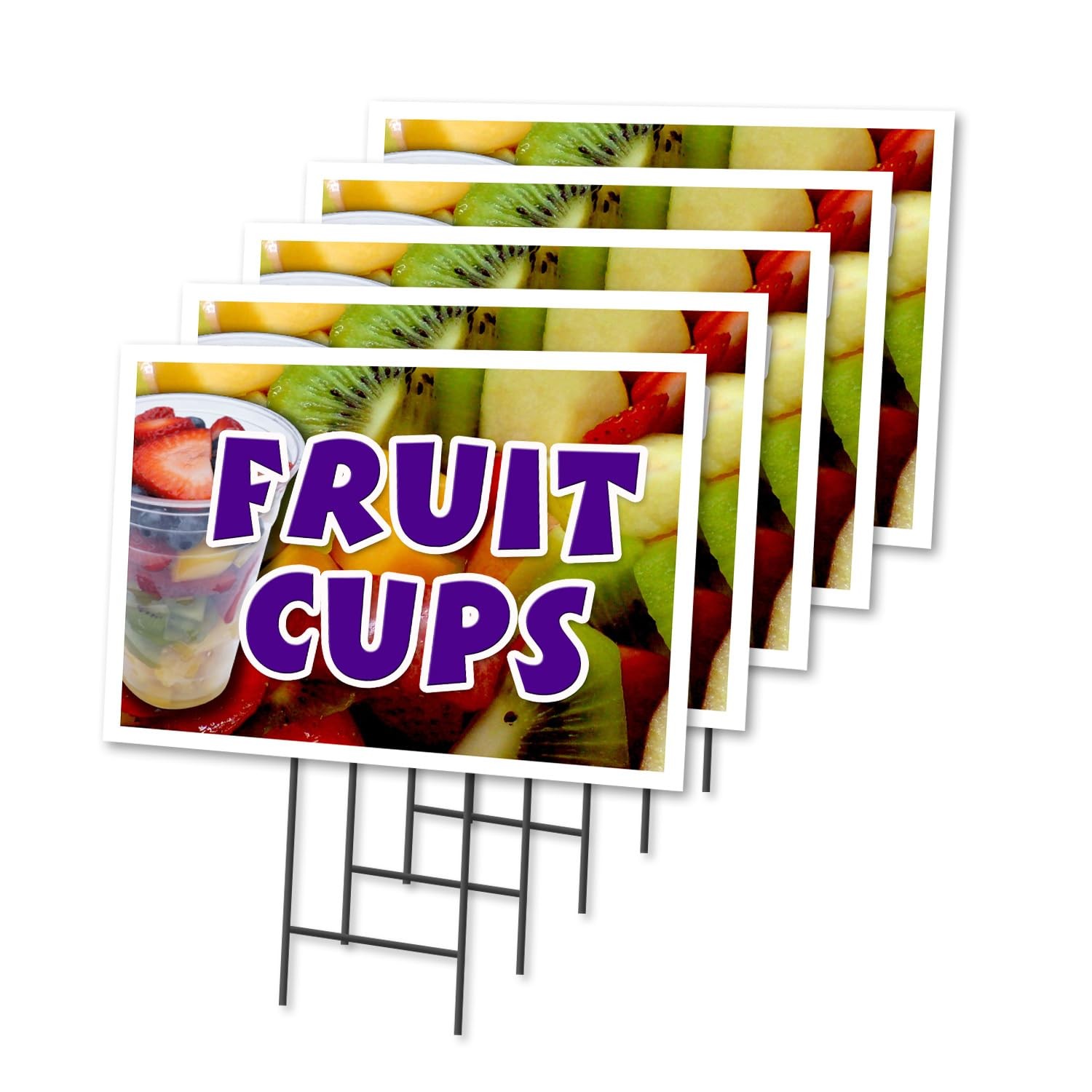 Fruit Cups 5 Pack of 12&Prime; x 16&Prime; Yard Sign & Stake | Advertise Your Business | …