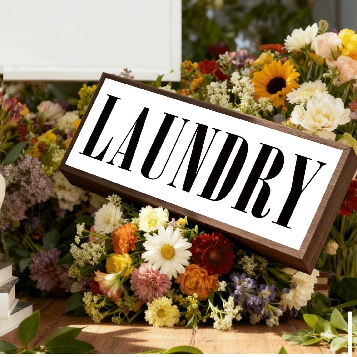 Laundry Sign, Decorative Framed Wooden Box Sign, Laundry Room Decor for Wall …