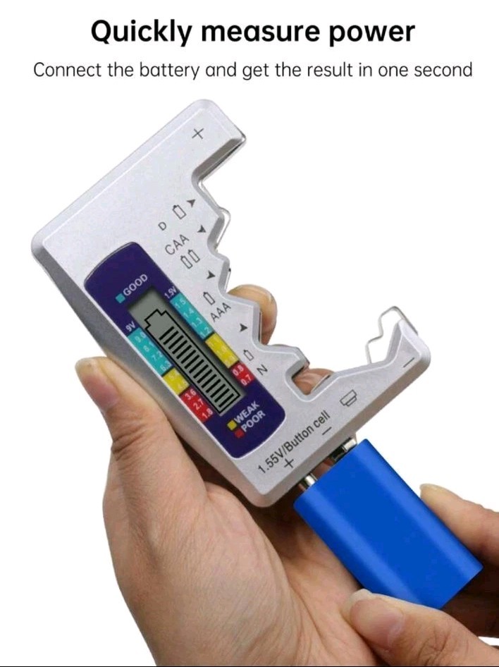 Battery Tester Universal for AA AAA C D 9V Button Cells – LCD Digital Battery