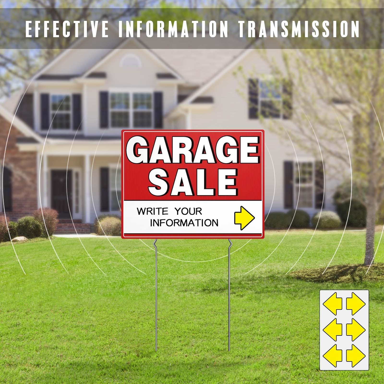 Garage Sale Kit (10 Pcs), 5 Pack Garage Sale Signs with Metal Stakes, 5 Pack …
