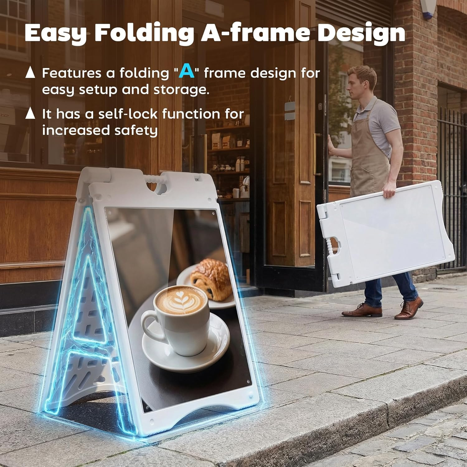 a Frame Sandwich Board Signs Outdoor 22&Prime; X 28&Prime; Sidewalk Sign with Weighted Tank
