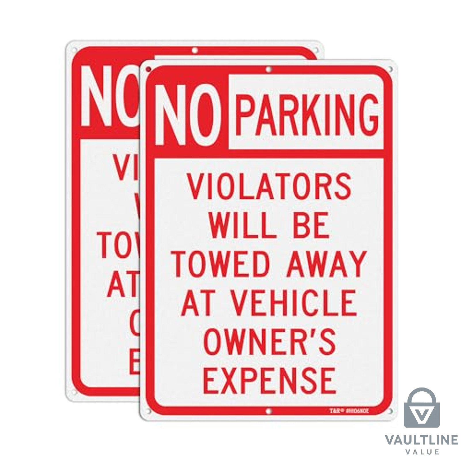 2 Pack No Parking Aluminum Signs 14 x 10 Inch Reflective Warning Labels