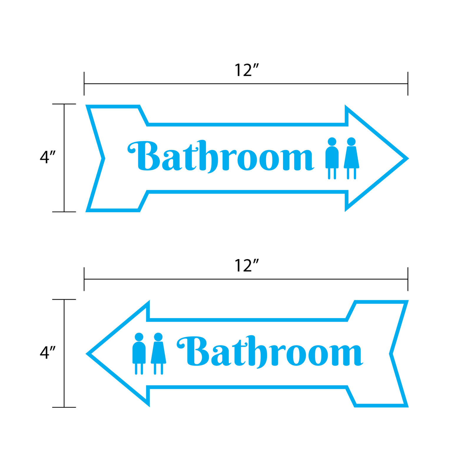 Arrow Shape Bathroom 12×4&Prime; Wall or Door Sign | Restrooms Signage