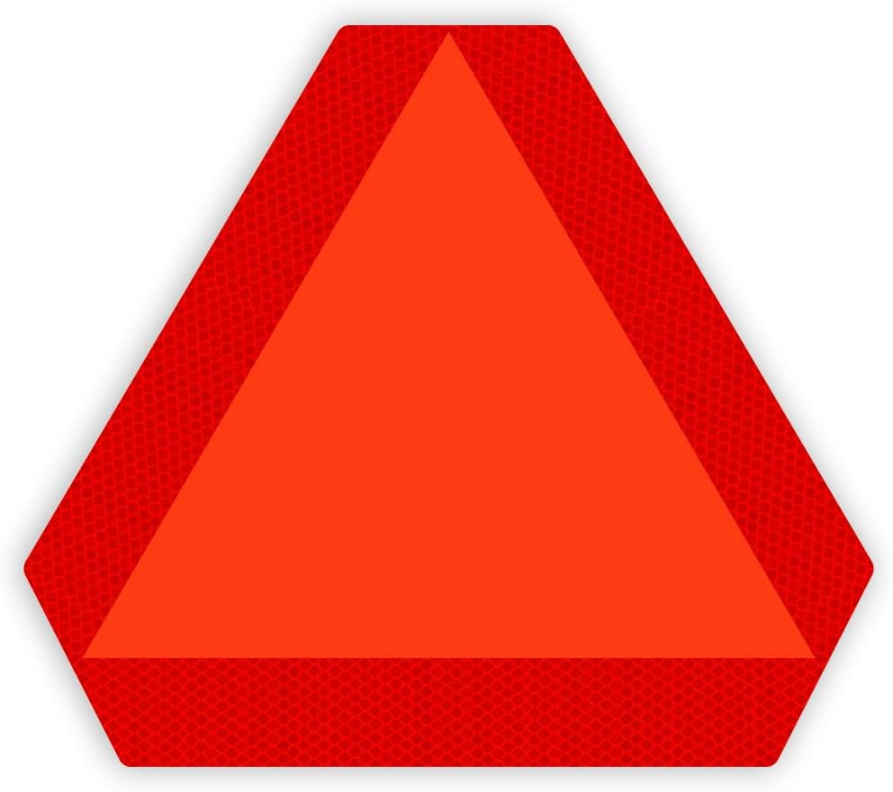 Slow Moving Vehicle Sign 14×16&Prime; Reflective Triangle Decal UTV Safety Orange