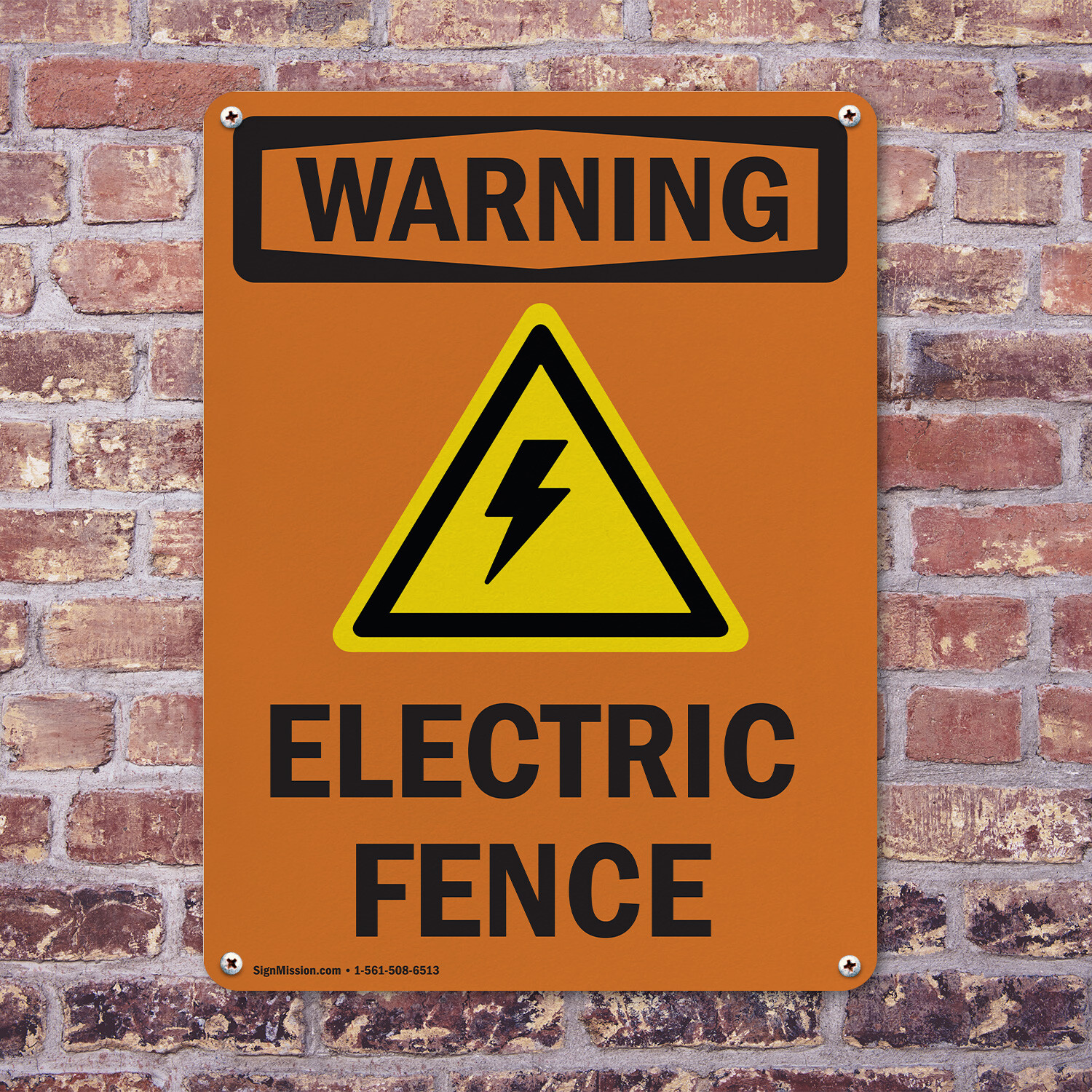 (2 Pack) Electric Fence With Symbol OSHA Warning Sign Decal Metal Plastic