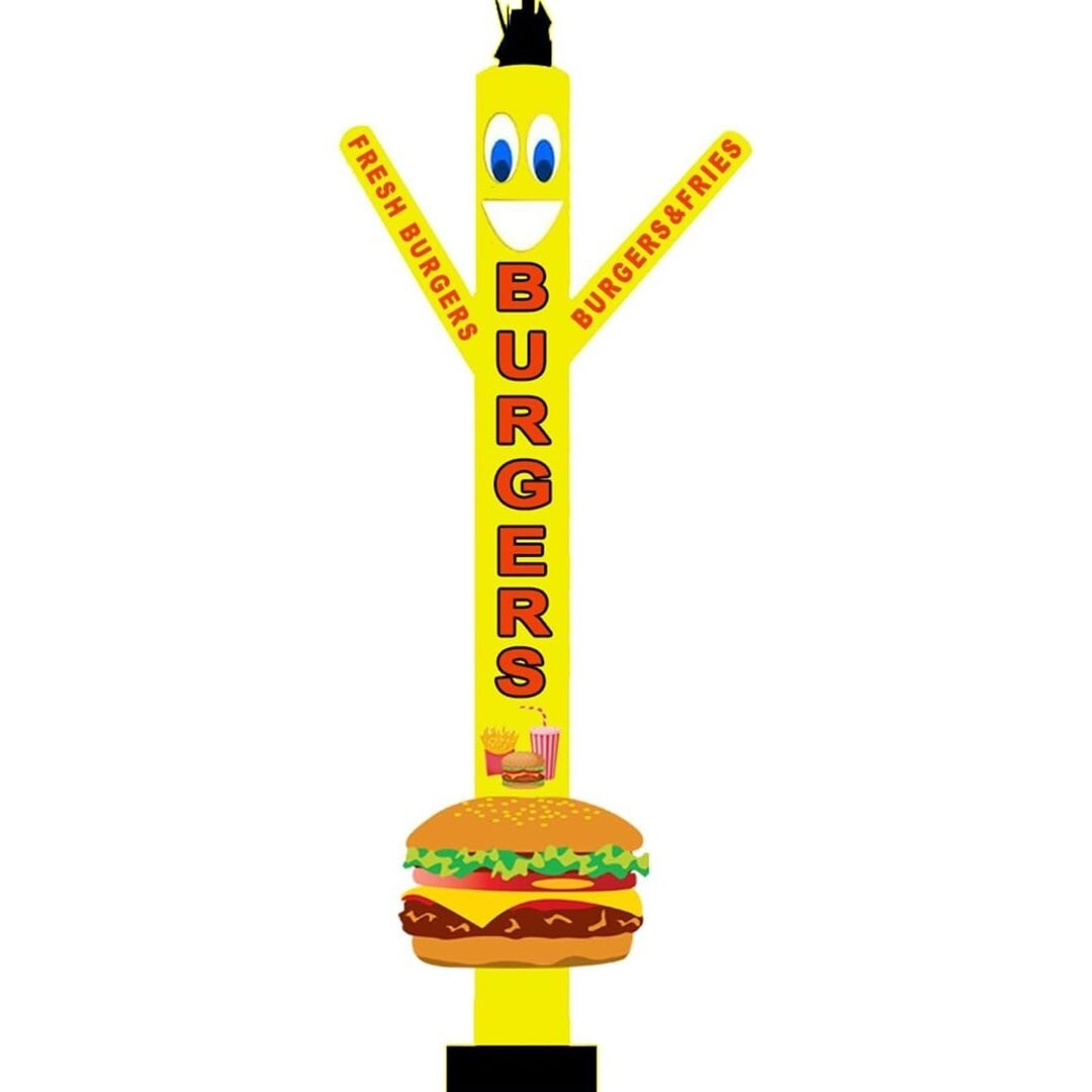 18ft Tall Fresh Burgers Air Inflatable Dancer With Burger Sign {Without Blower}