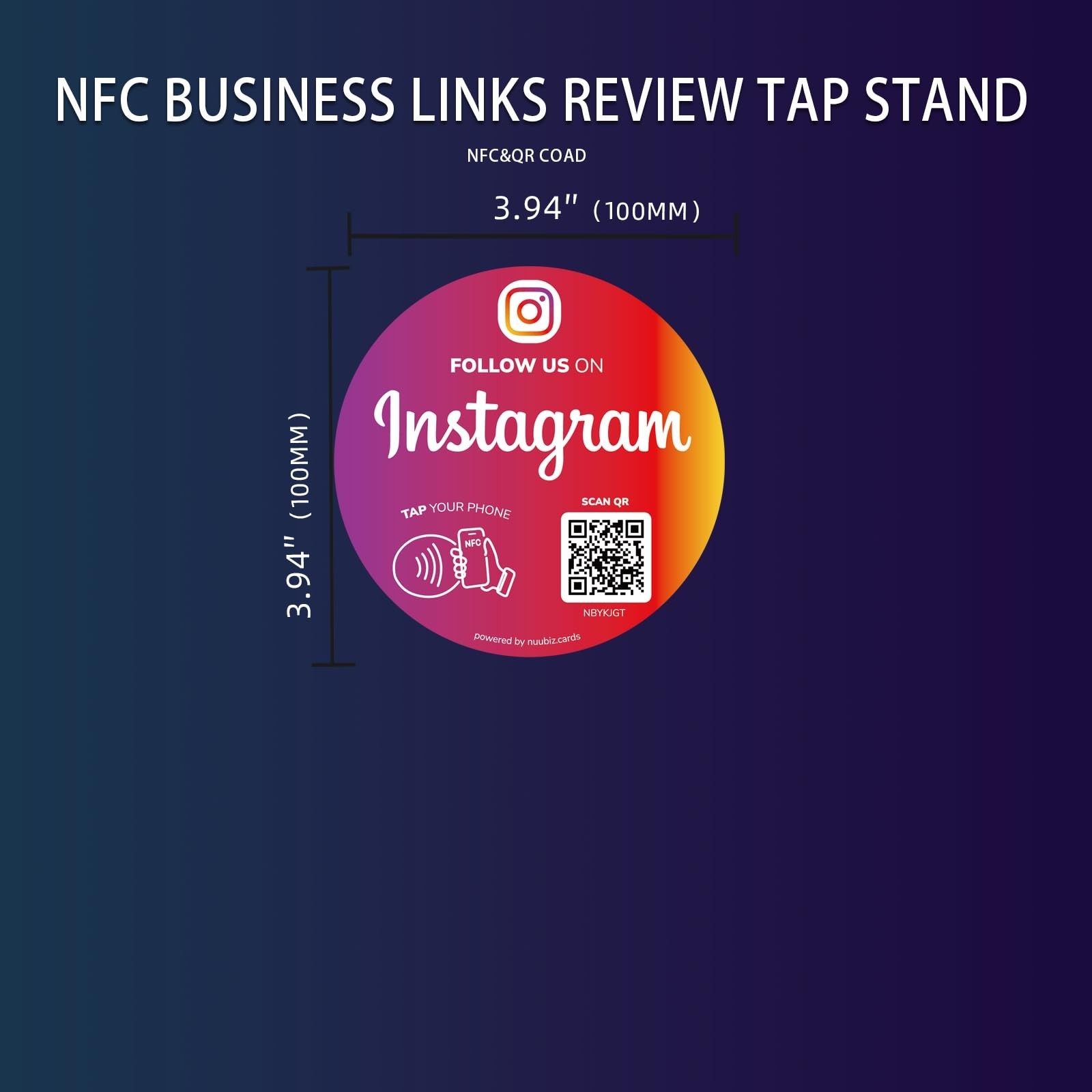 NFC QR Code Stickers for Social Media – 3 Pack, Waterproof, Tap/Scan to Follow