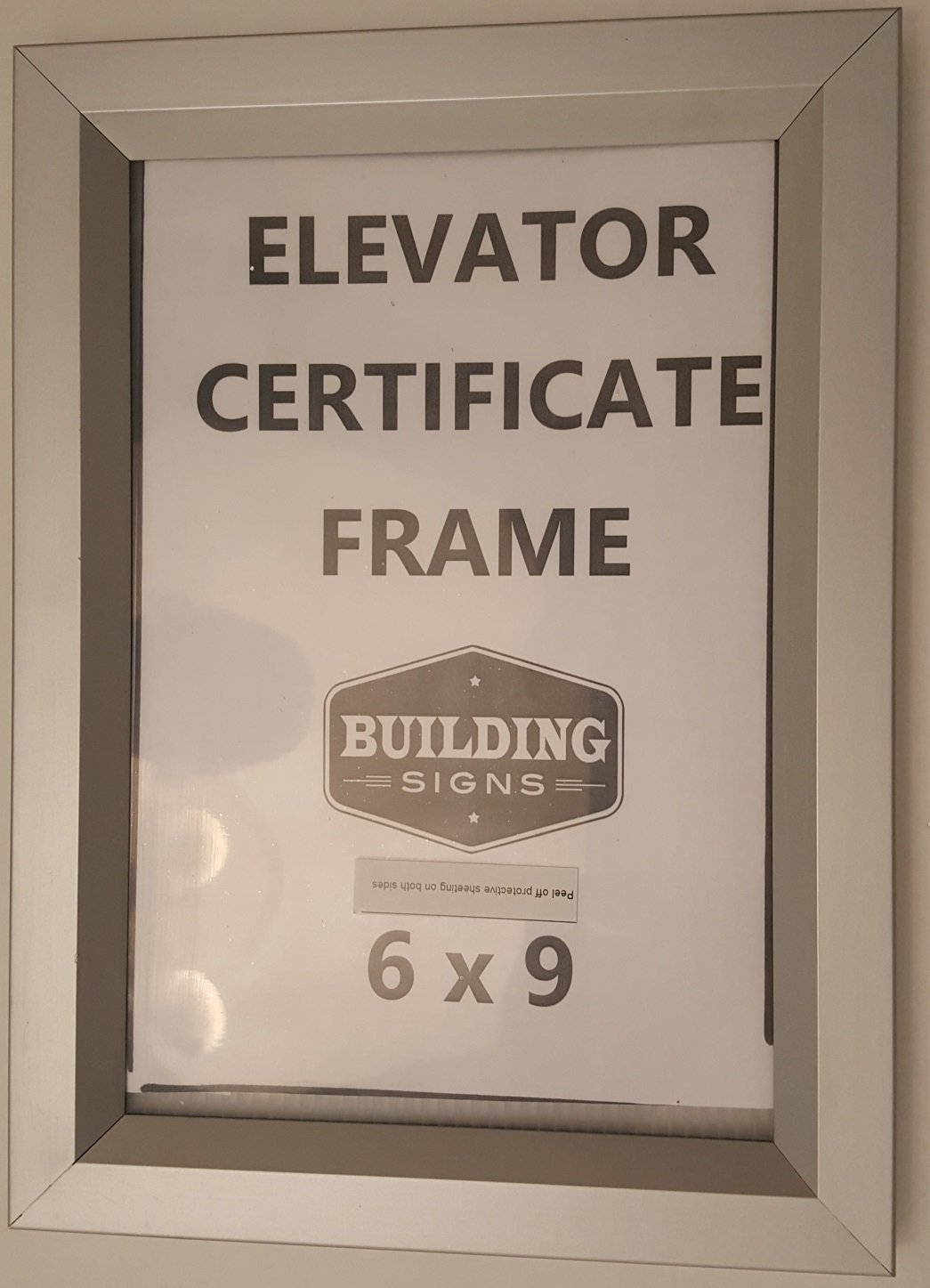 Elevator certificate frame 6&Prime; X 9&Prime; ( Heavy Duty – Aluminum)-REF24-1027