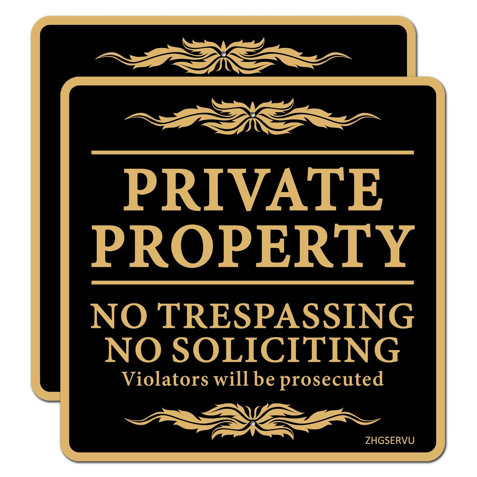 2Pack 12×12 Inch Private Property Sign No Soliciting No Loitering No Trespassing