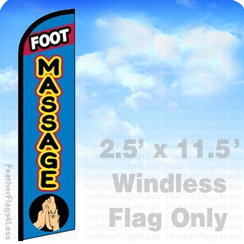 FOOT MASSAGE – Windless Swooper Feather Flag 2.5×11.5 Banner Sign – bf