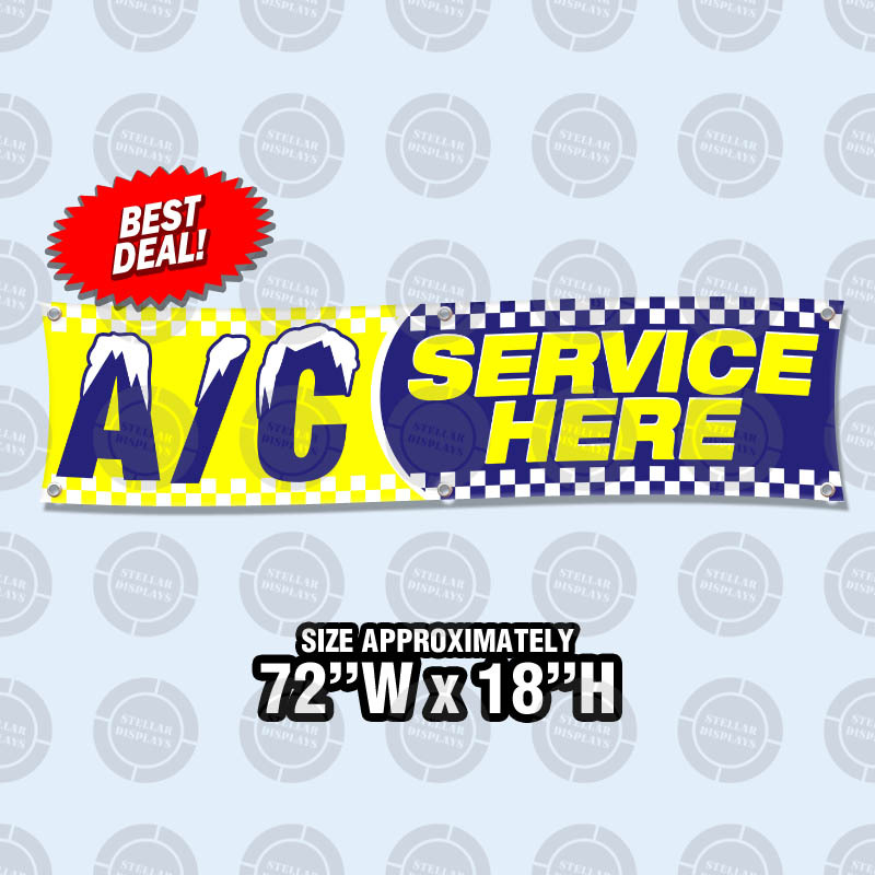 72&Prime;x18&Prime; AC SERVICE HERE Banner Sign Air Conditioning Automotive Repair Car Shop