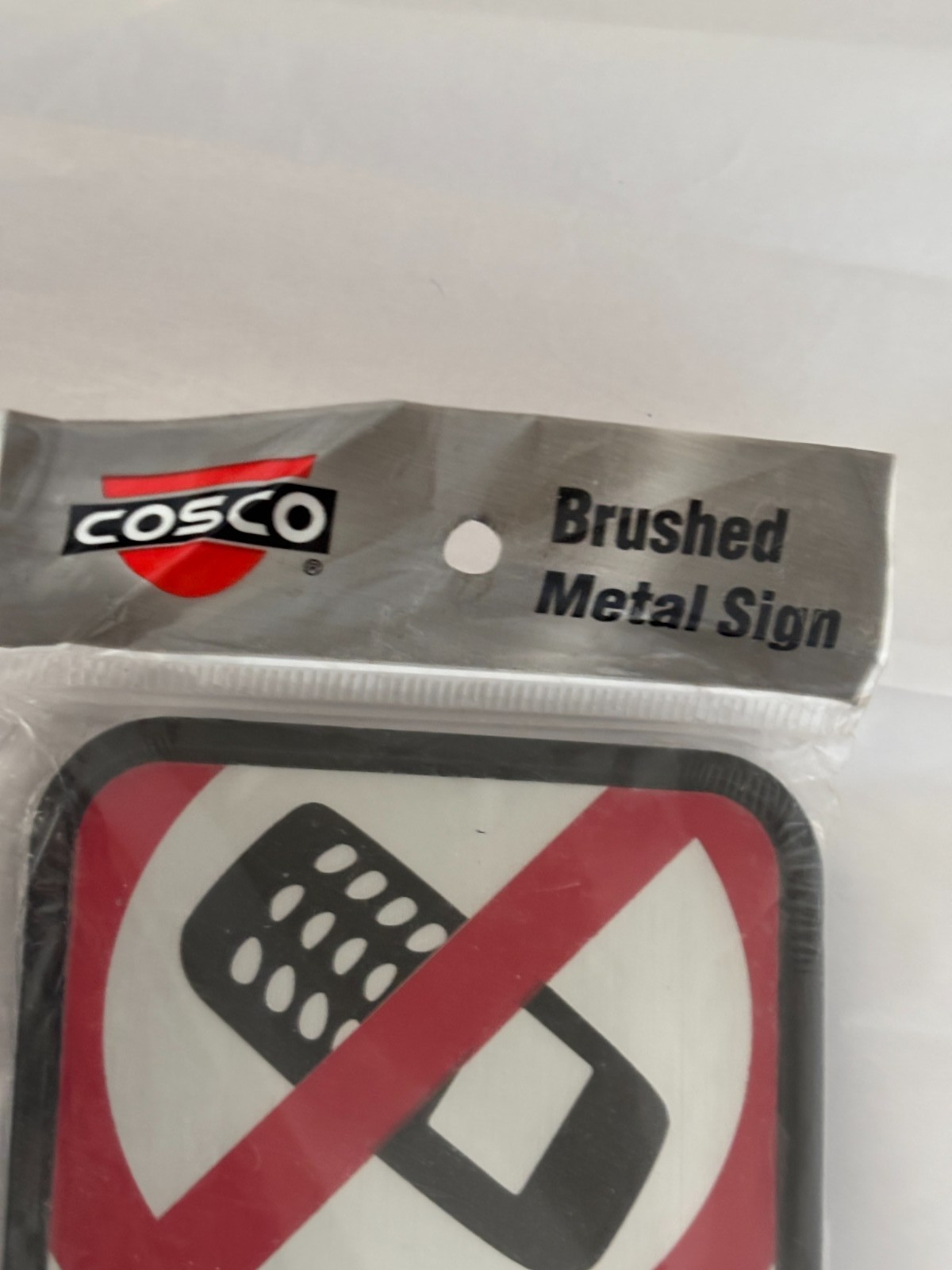 New COSCO Brushed Metal Sign – Turn Off Cell Phone – 3 Inches x 9 Inches