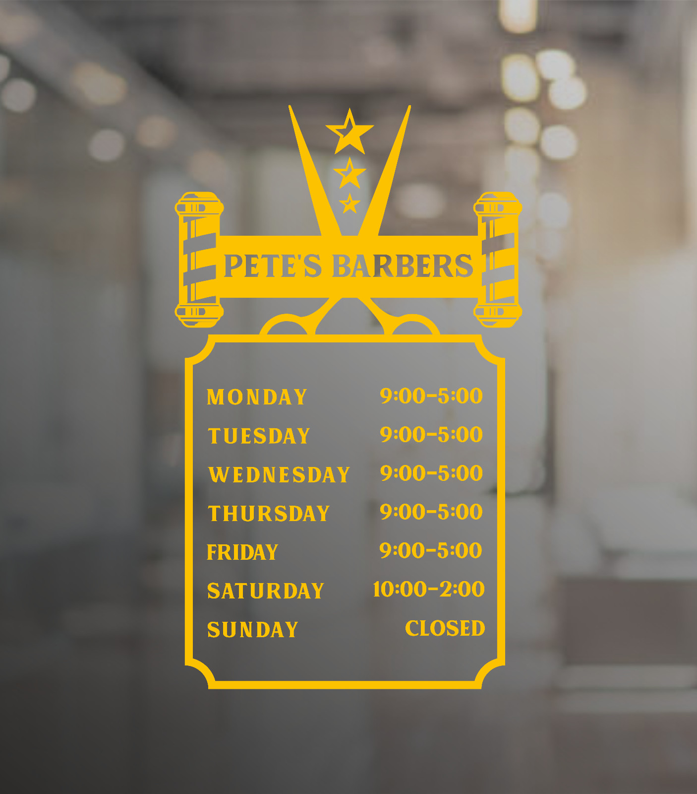 Barber Shop Opening Times Custom Personalised Custom Window Wall Sign Sticker