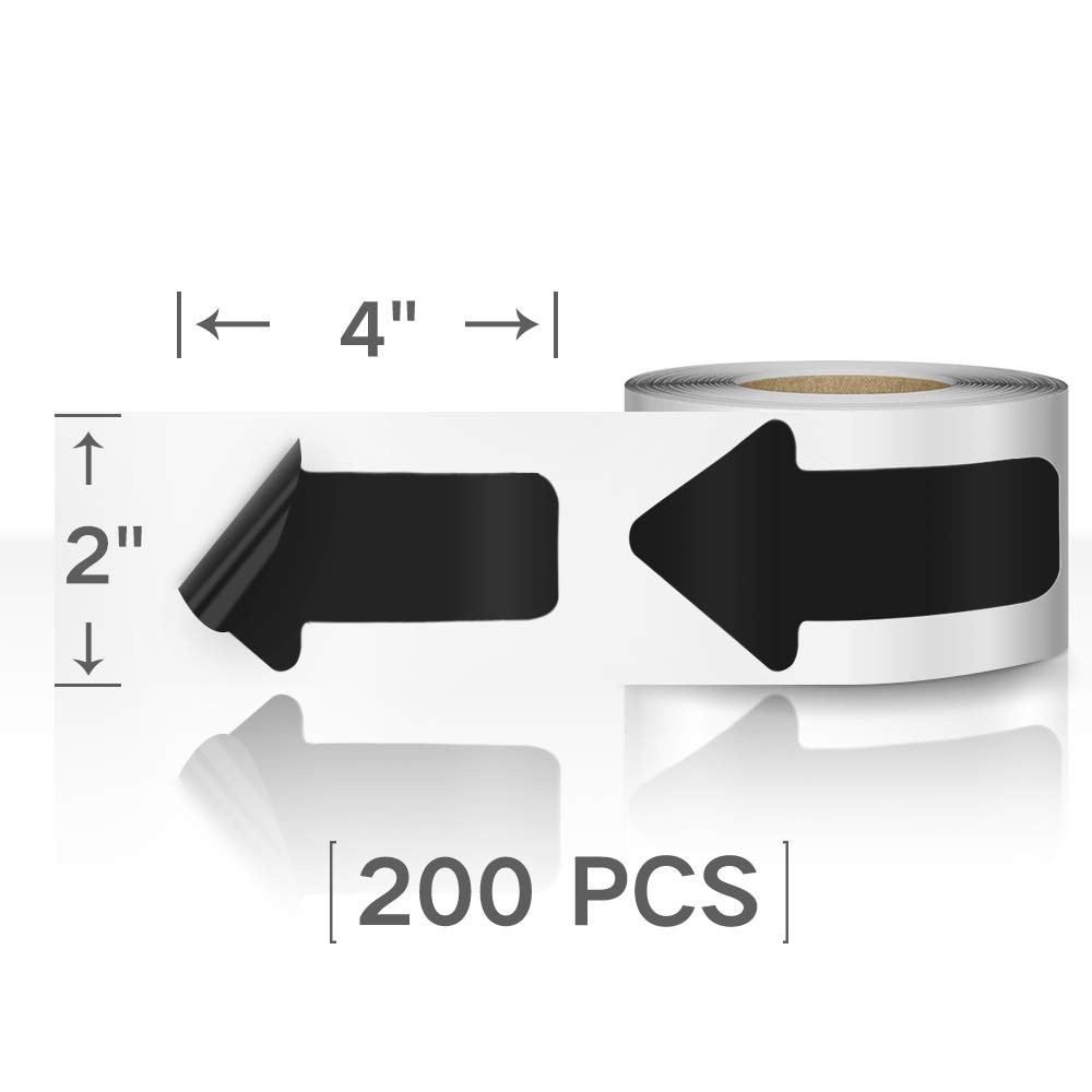 Arrow Floor Sticker Tape 2&Prime;×4&Prime; Arrow Floor Marking Sticker Sign 200 PCS Arrow…