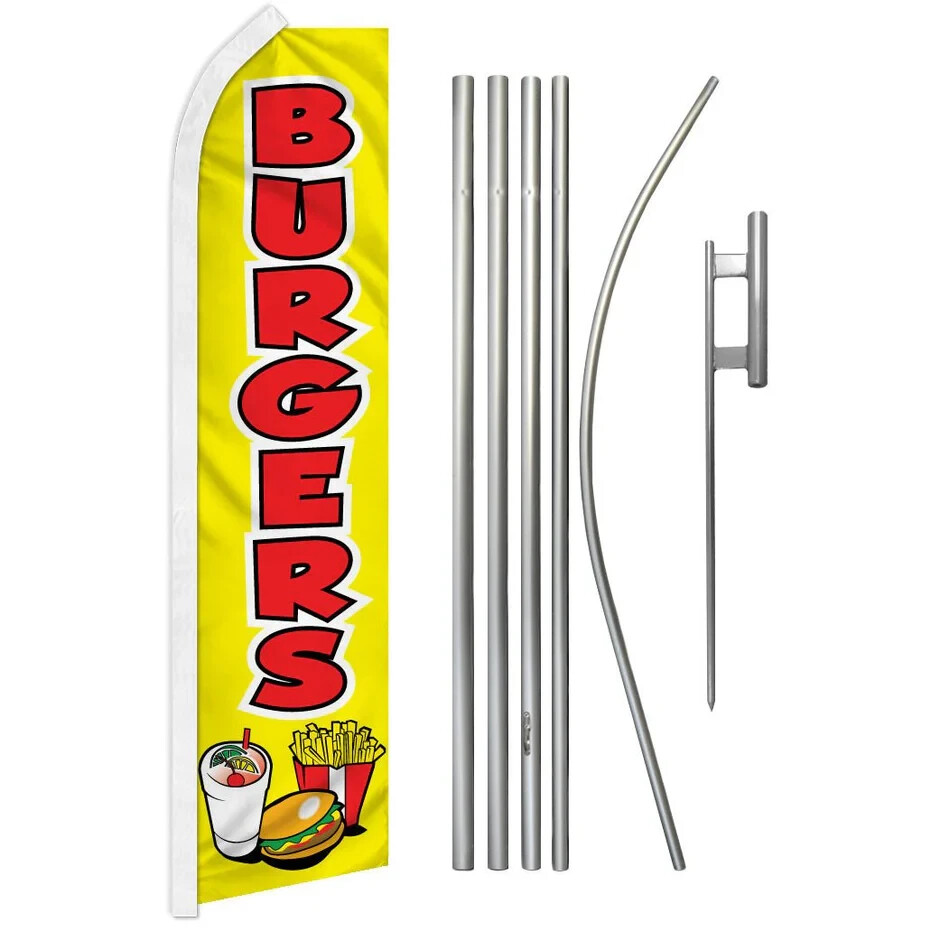 Burgers Swooper Advertising Flag & Pole Kit