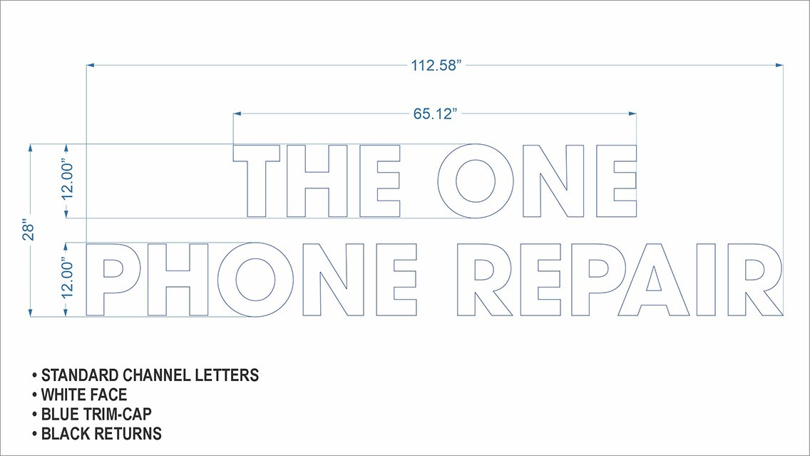PHONE REPAIR STOREFRONT SIGN LED ILLUMINATED SET 12 INCHES H.
