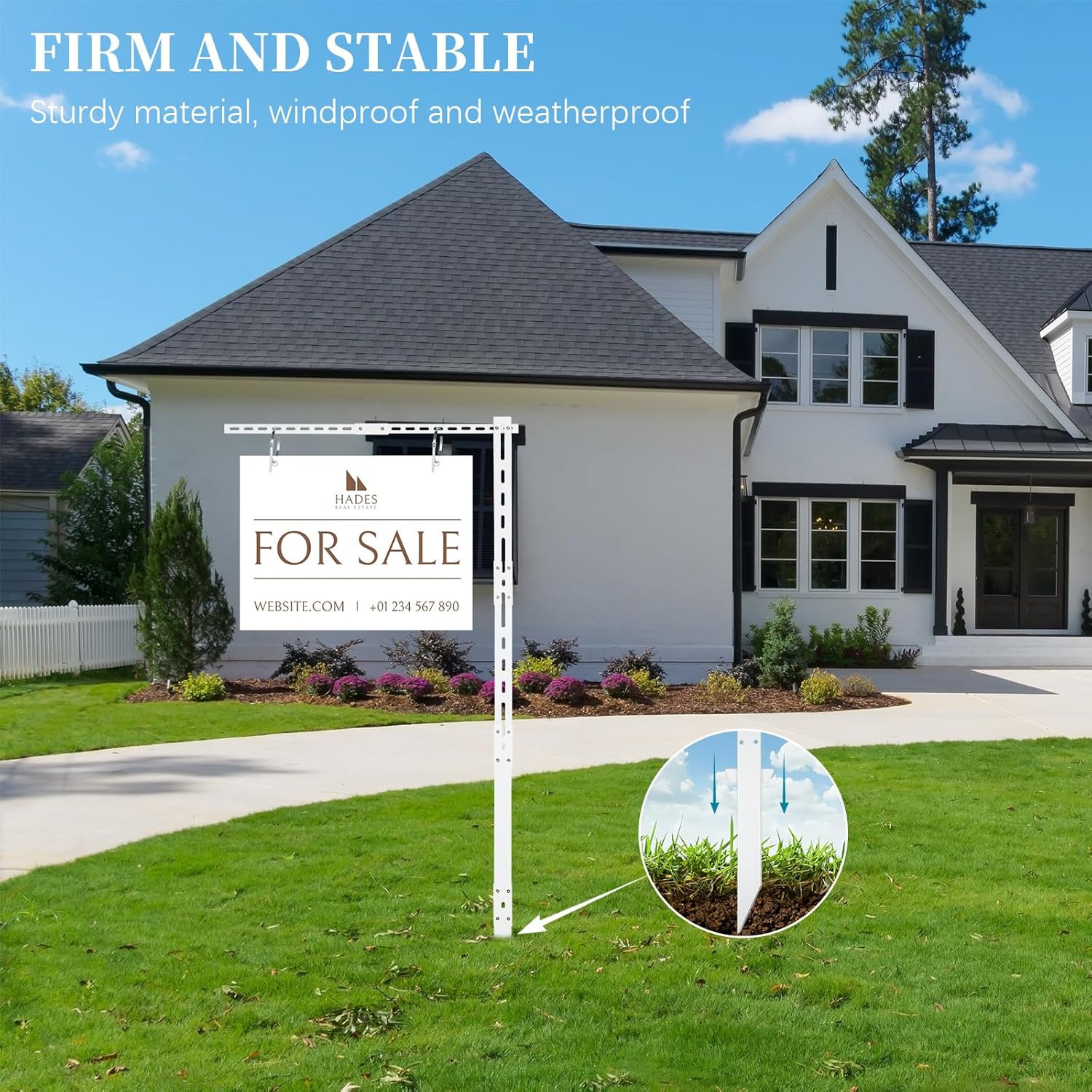 Heavy Duty 6 Ft Metal Real Estate Sign Post with Rust-Proof Coating
