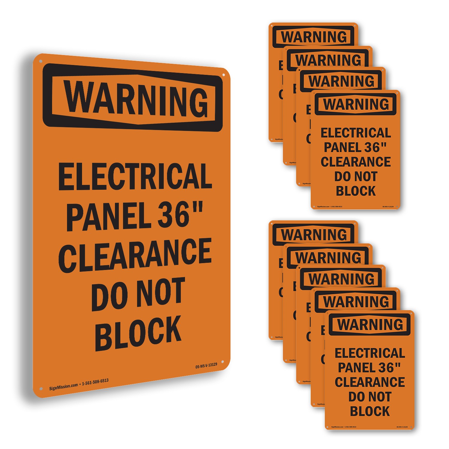 Electrical Panel 36 Clearance OSHA WARNING Sign Metal,, Decal 5 or 10 Pack
