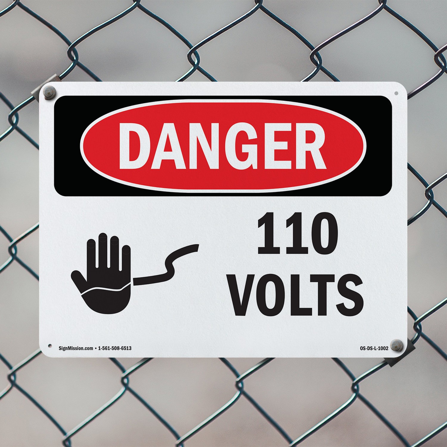 110 Volts OSHA Danger Sign Metal, Plastic, Or Decal – 5 or 10 Pack