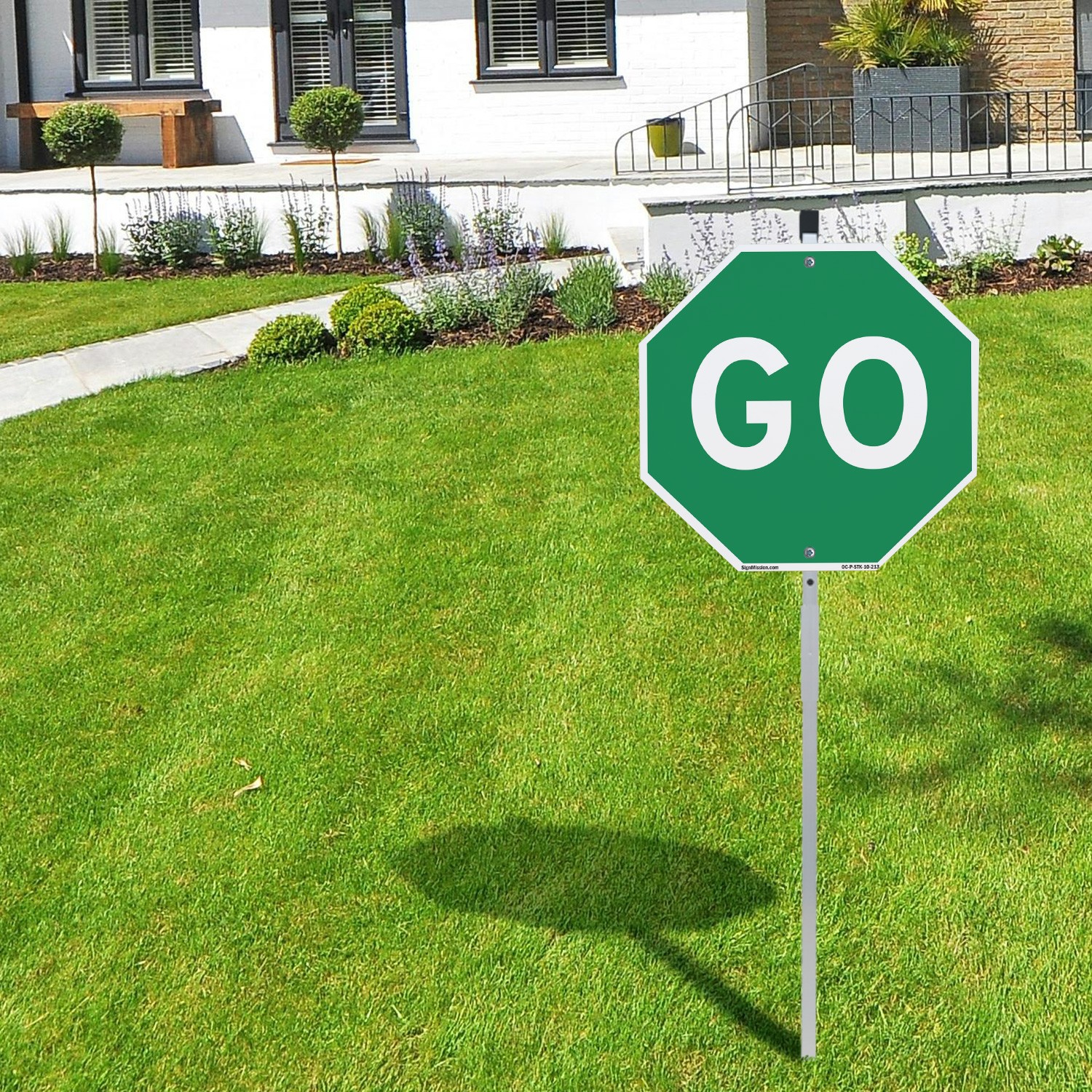 Go Octagon Sign With Stake Weather Resistant UV Protected for Workplace
