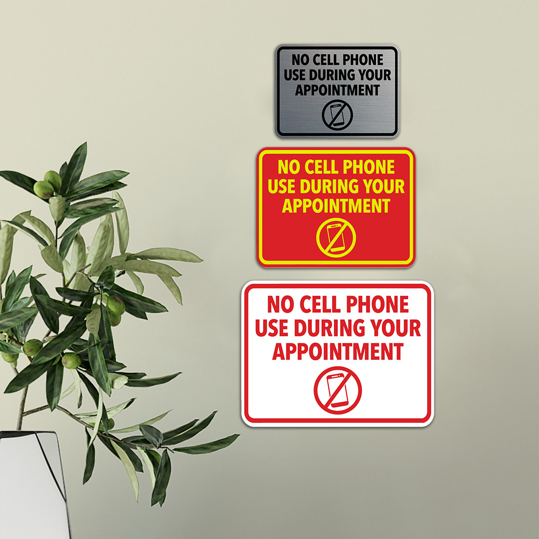 Signs ByLITA Classic Framed No Cell Phone Use During Your Appointment Sign