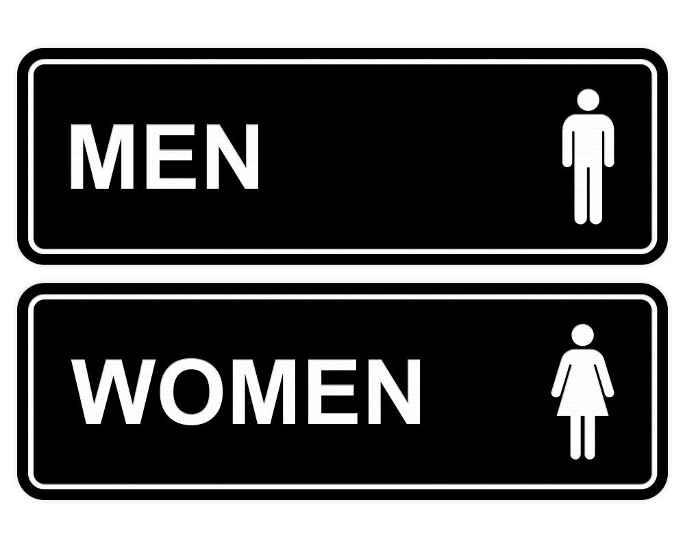 2 PCS Standard Men Women Restroom Sign Black Large Size Bathroom Door Decor