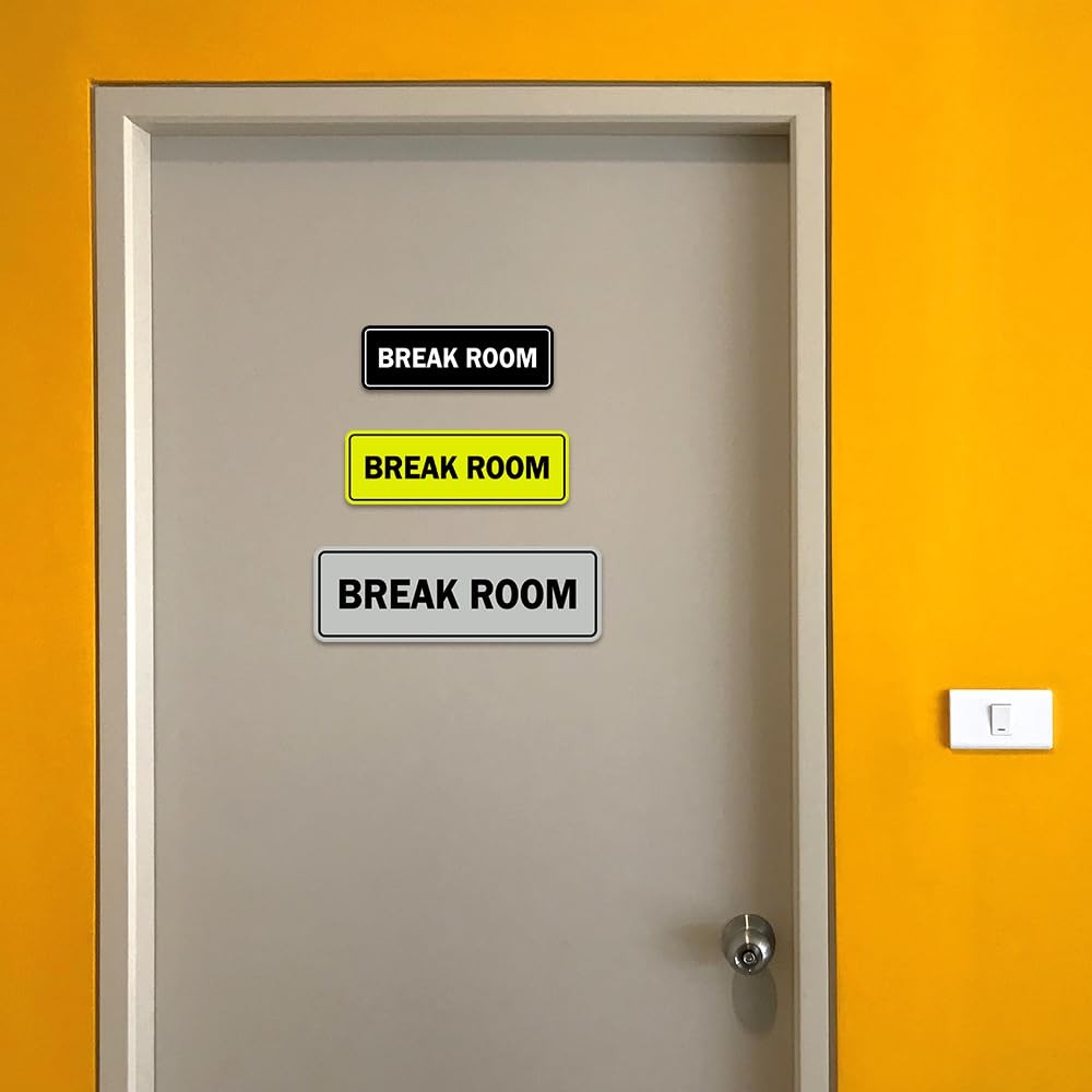 Standard Break Room Door Wall Sign Brushed Gold Large Office Decor Business