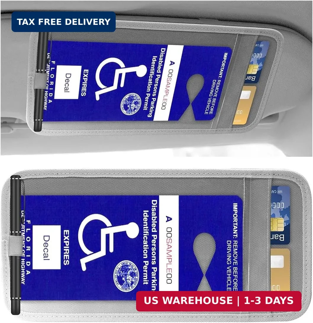 JOYCOURT Handicap Placard Holder for Car, Disabled Parking Permit Sign Protector
