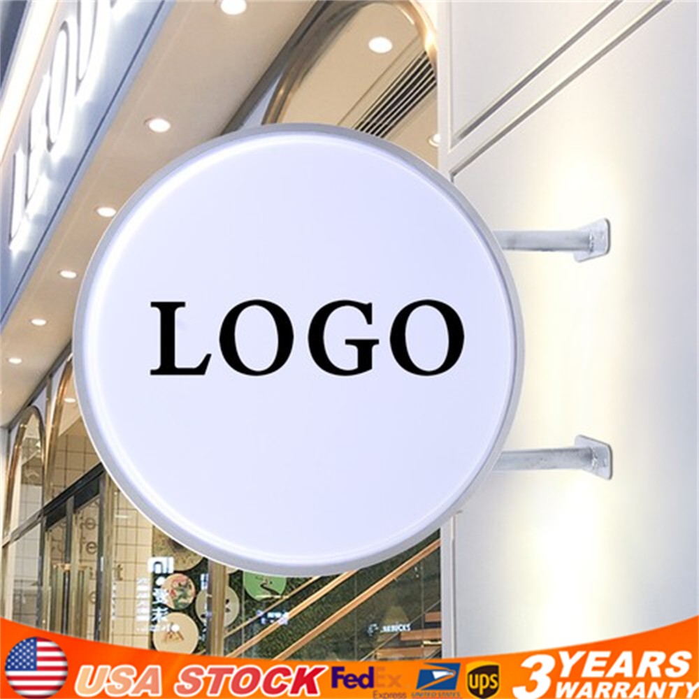 20&Prime; LED Double Sided Round Light Box Outdoor Sign Advertising Projecting Light