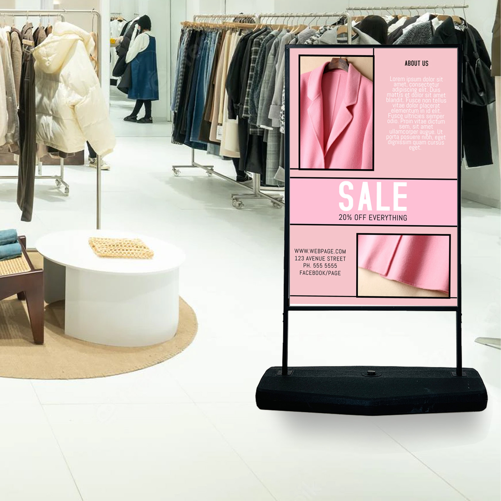 Floor Stand Sign Holder 23⅔ »x35½ » Indoor and Outdoor Sidewalk Refillable Water