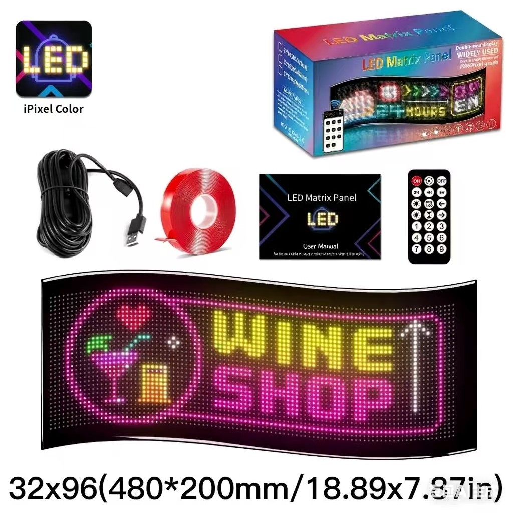 Car Windshield LED Sign 32*96 Pixel App Control Programmable Flexible Led Screen