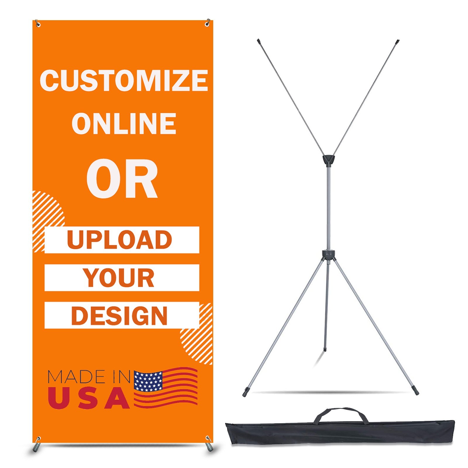 Custom Banner X Banner Stand with Adjustable Frame, Printed Banner & Travel Bag