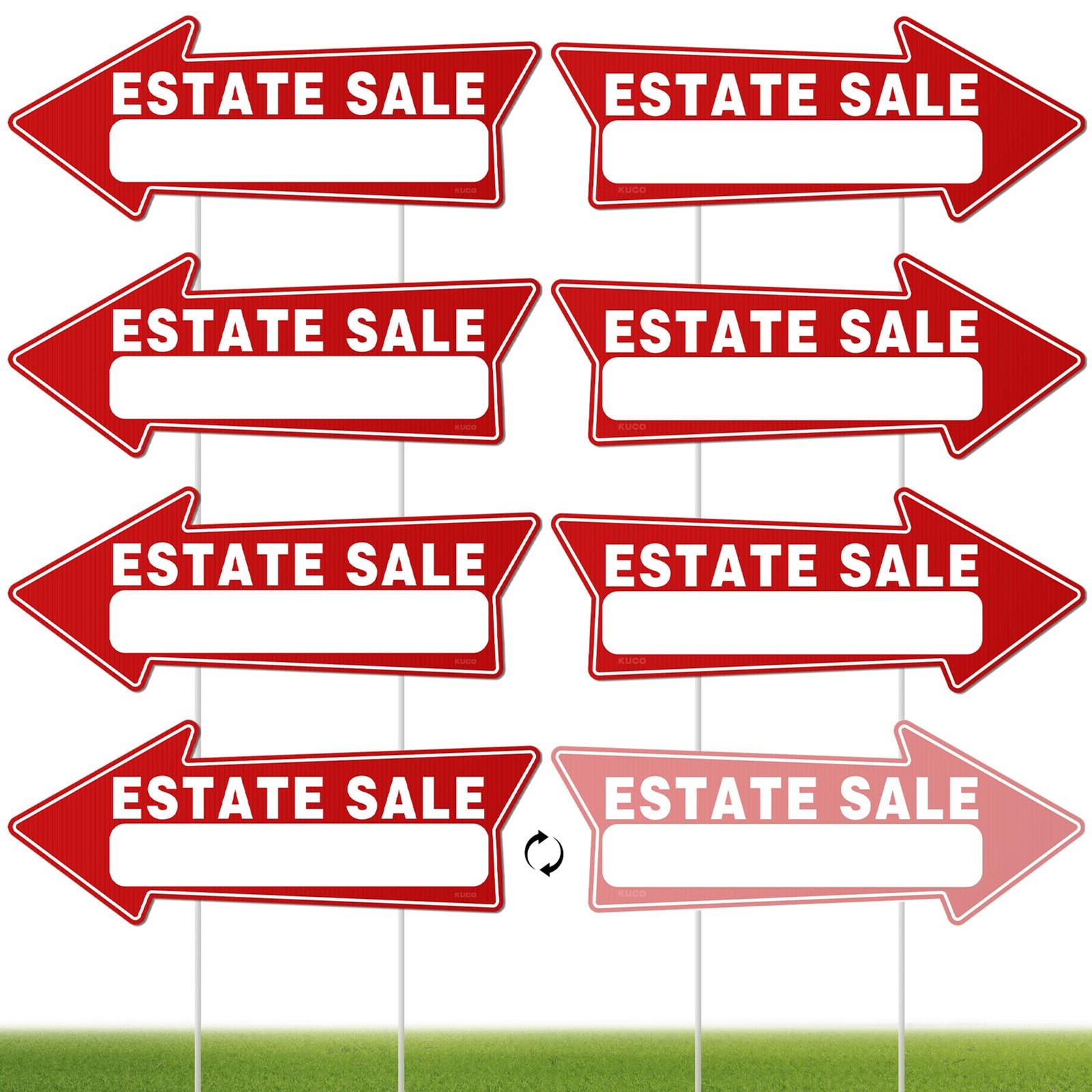 7 PC Estate Sale Signs, 17&Prime; x 6&Prime;, Estate Sale Signs with Stakes Double Sided, La
