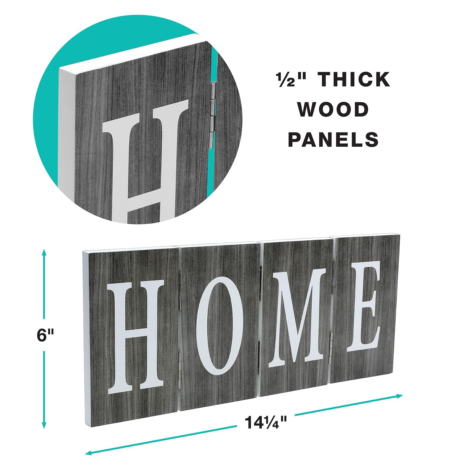 Gray Woodgrain Hinged Accordion Sign Home Decor Durable Wood Construction