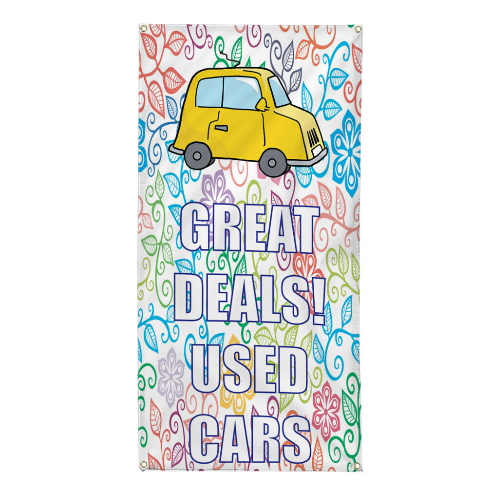 Vertical Vinyl Banner Multiple Sizes Great Deals on Used Cars Vintage Retro