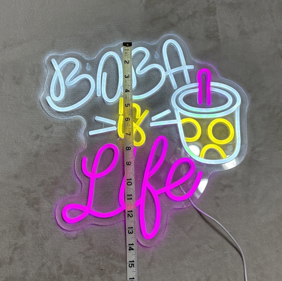 Neon Boba Sign Multicolor Boba Is Life 14&Prime; x 14&Prime; 5 Level Brightness Control