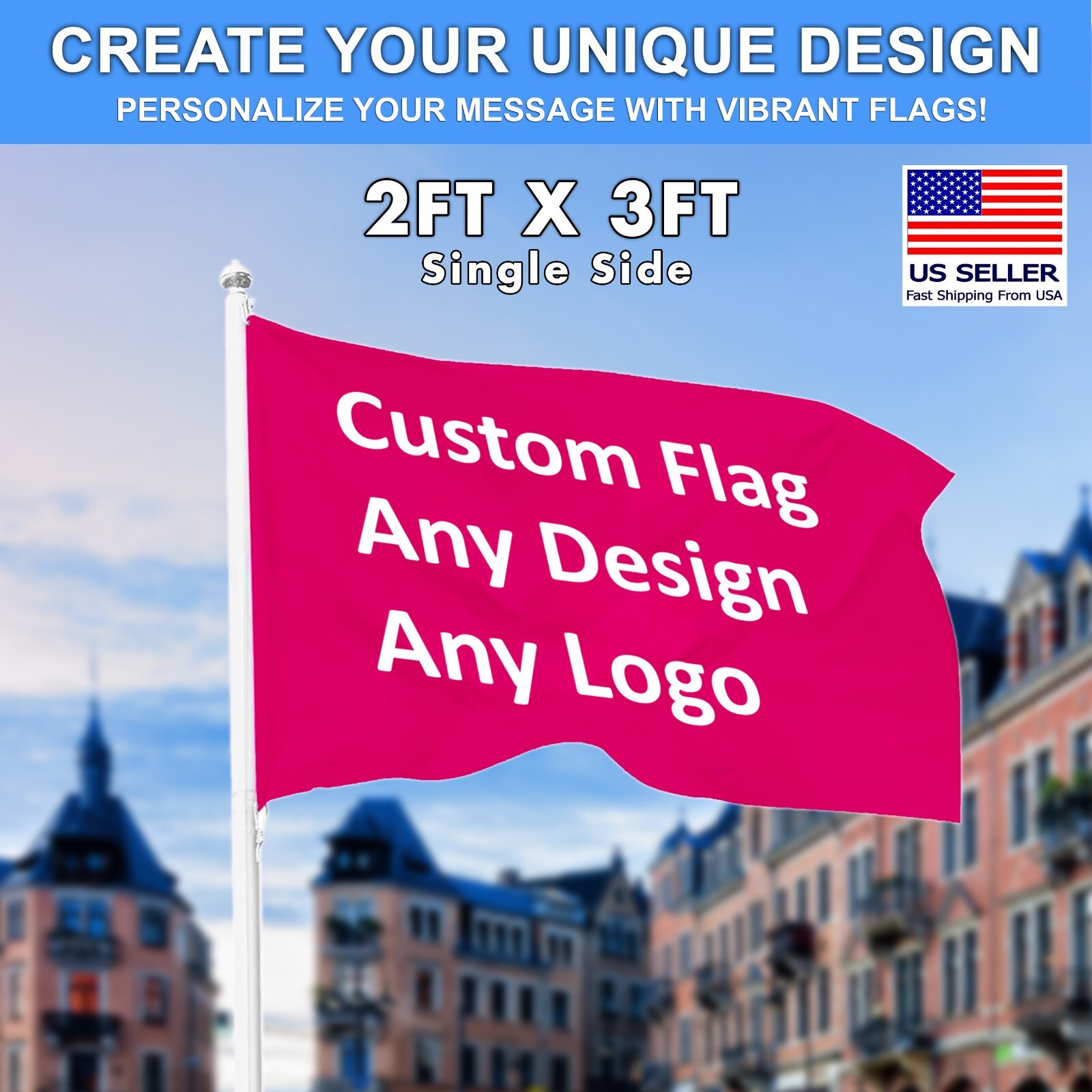 2x3FT Customized Flag Personalize Flags Banners Advertisement Print Logo – USA