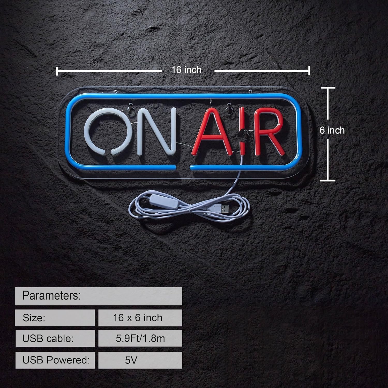ON AIR Neon Sign – Bright LED Studio Light for Streaming Room, Podcast Decor,
