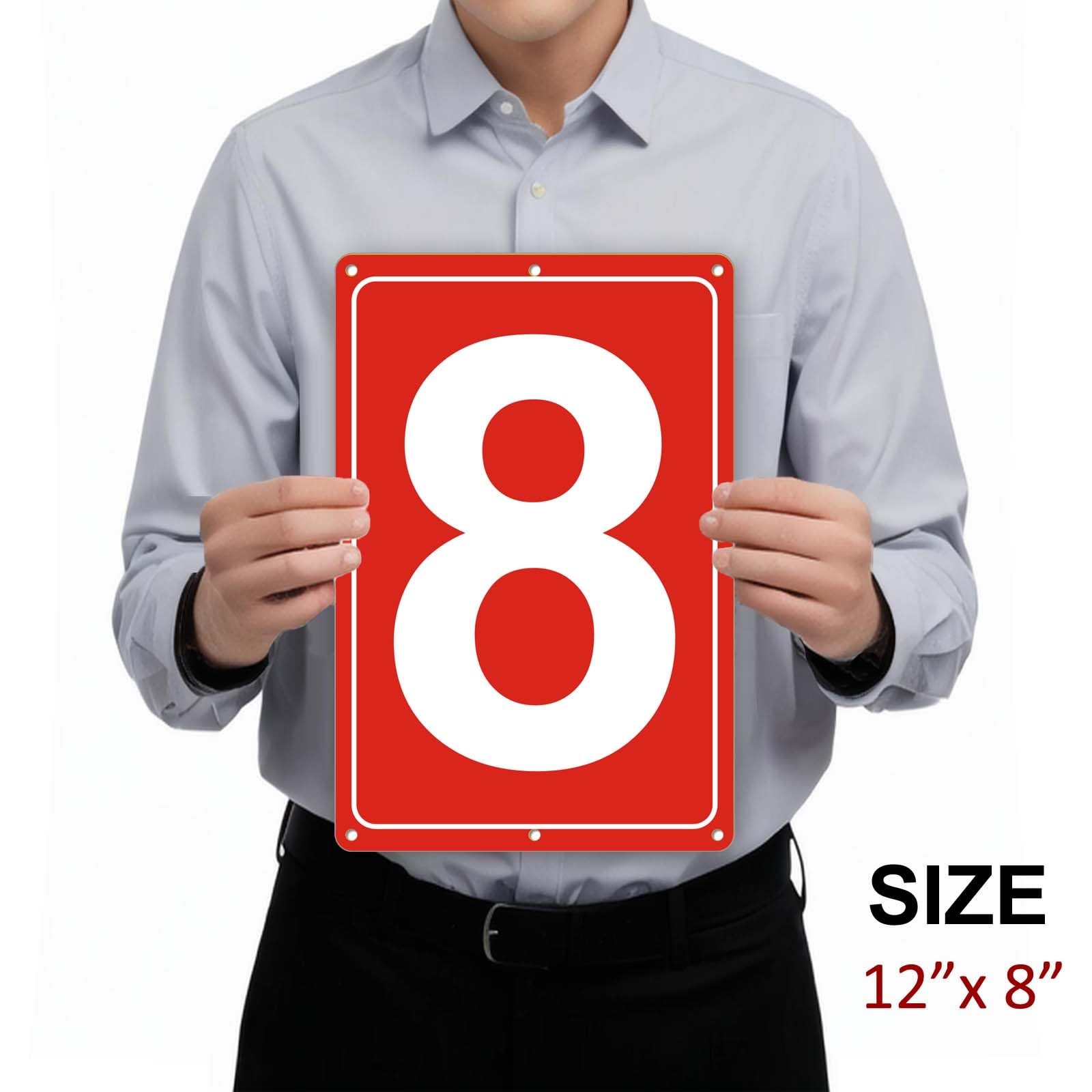 Numbered Sign 8 Aluminum Tennis Court Parking Lot Signage 12×8 Inch Metal
