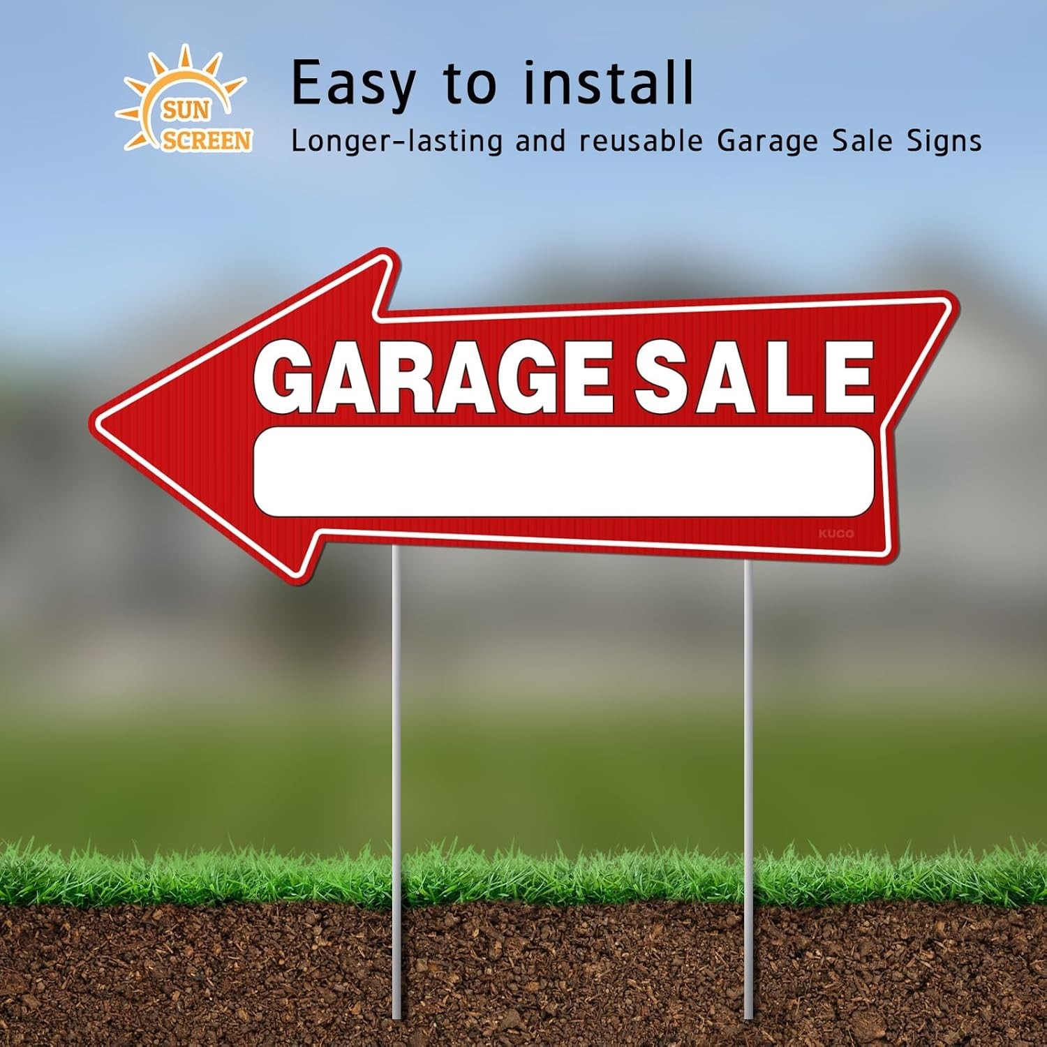 7 PC Garage Sale Signs with Stakes, 17&Prime; X 6&Prime;, Double-Sided Garage Sale Arrows Ya
