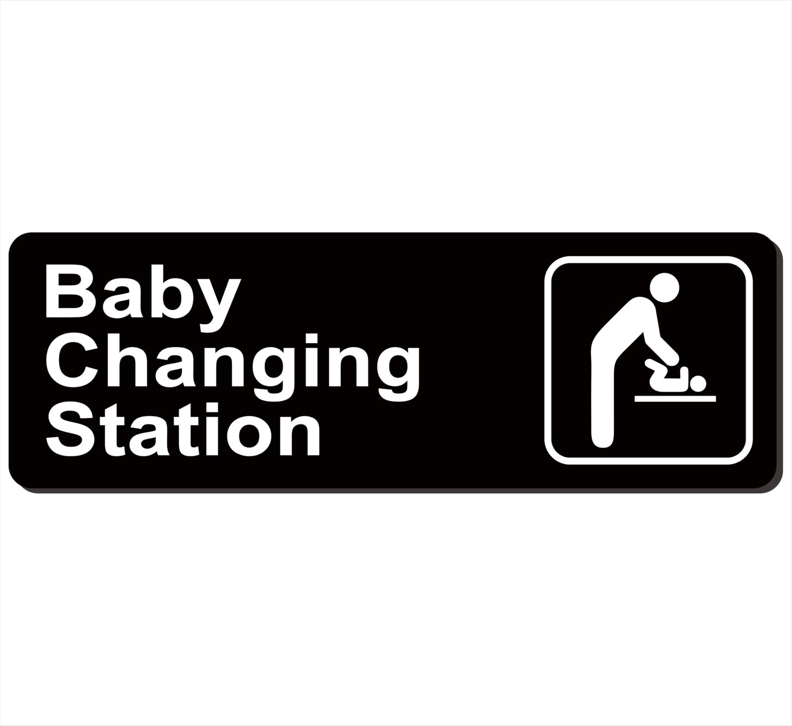 9×3 Inch Baby Changing Station Sign Acrylic Black/White Super Strong Adhesive