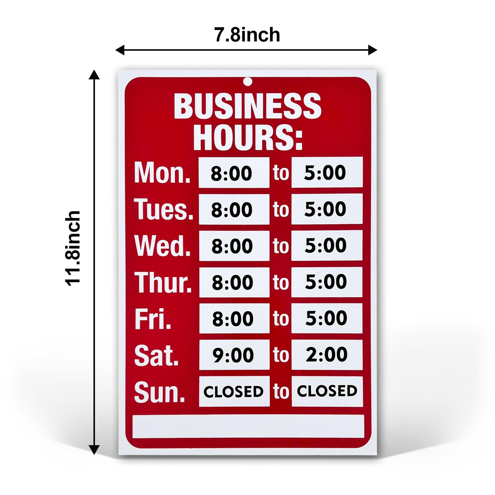 EKSPRINT Business Hours Sign, standard, Red & White Sign