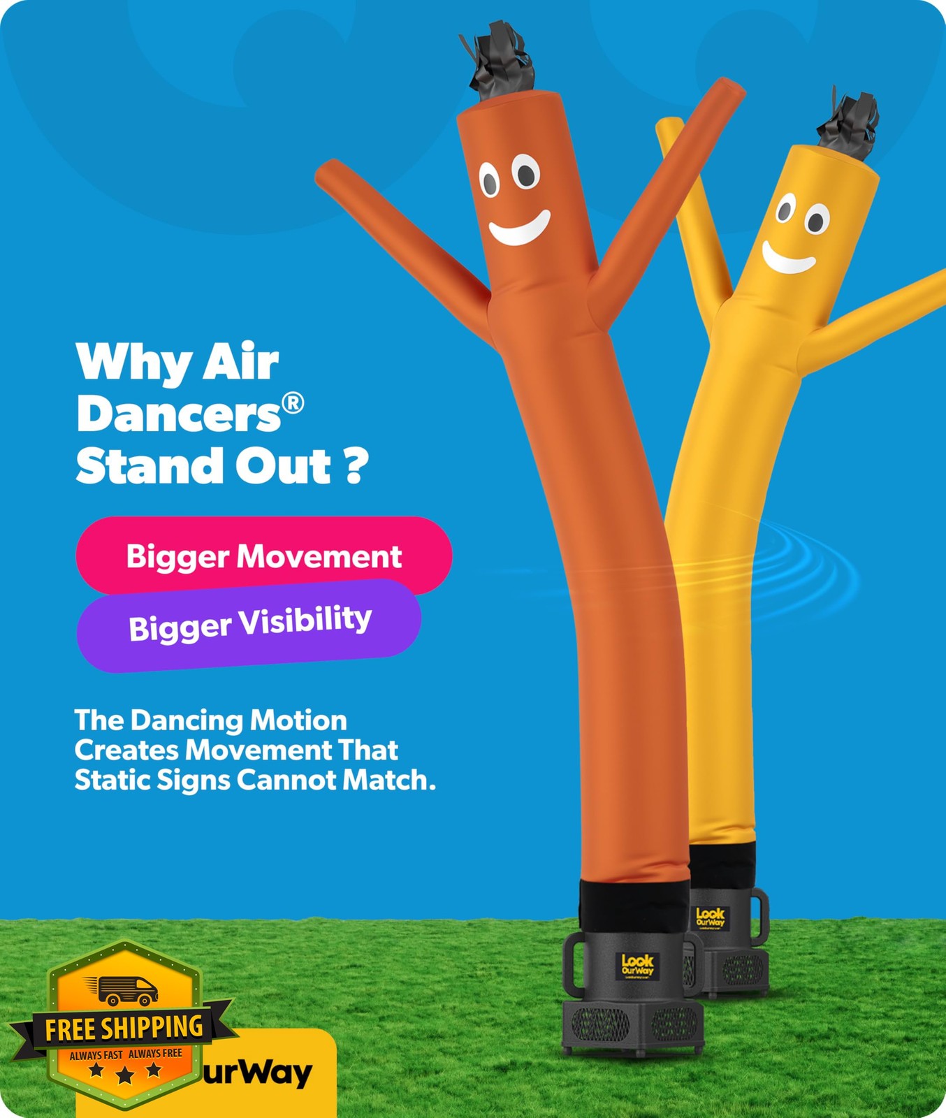 LookOurWay Air Dancer 7ft Orange