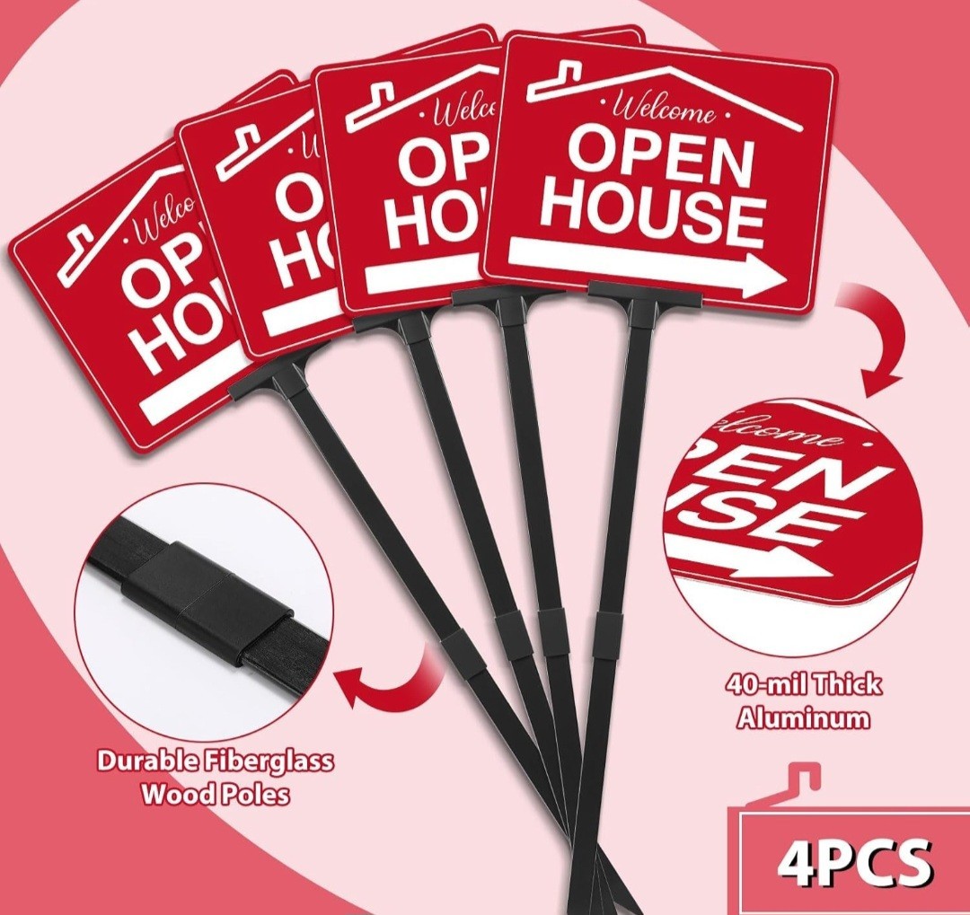 4 Pack Open House Signs for Real Estate DoubleSided Aluminum Signs 15.7&Prime; x11.8&Prime;