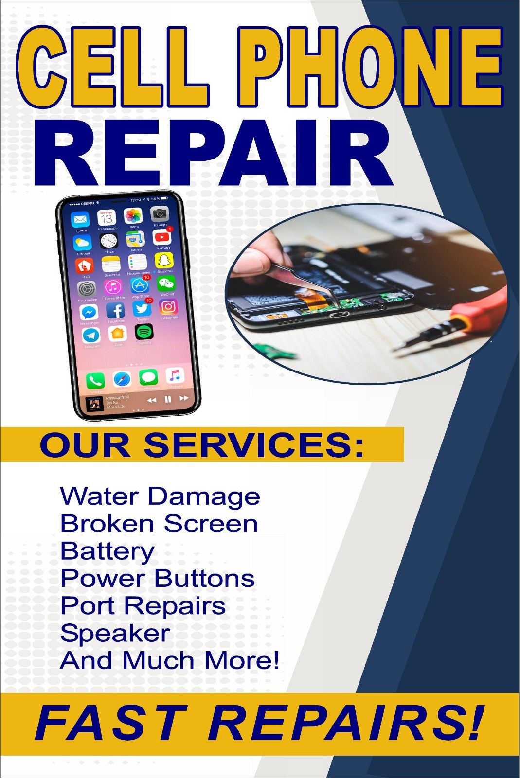 Cell Phone Repair Service Advertising Poster Sign
