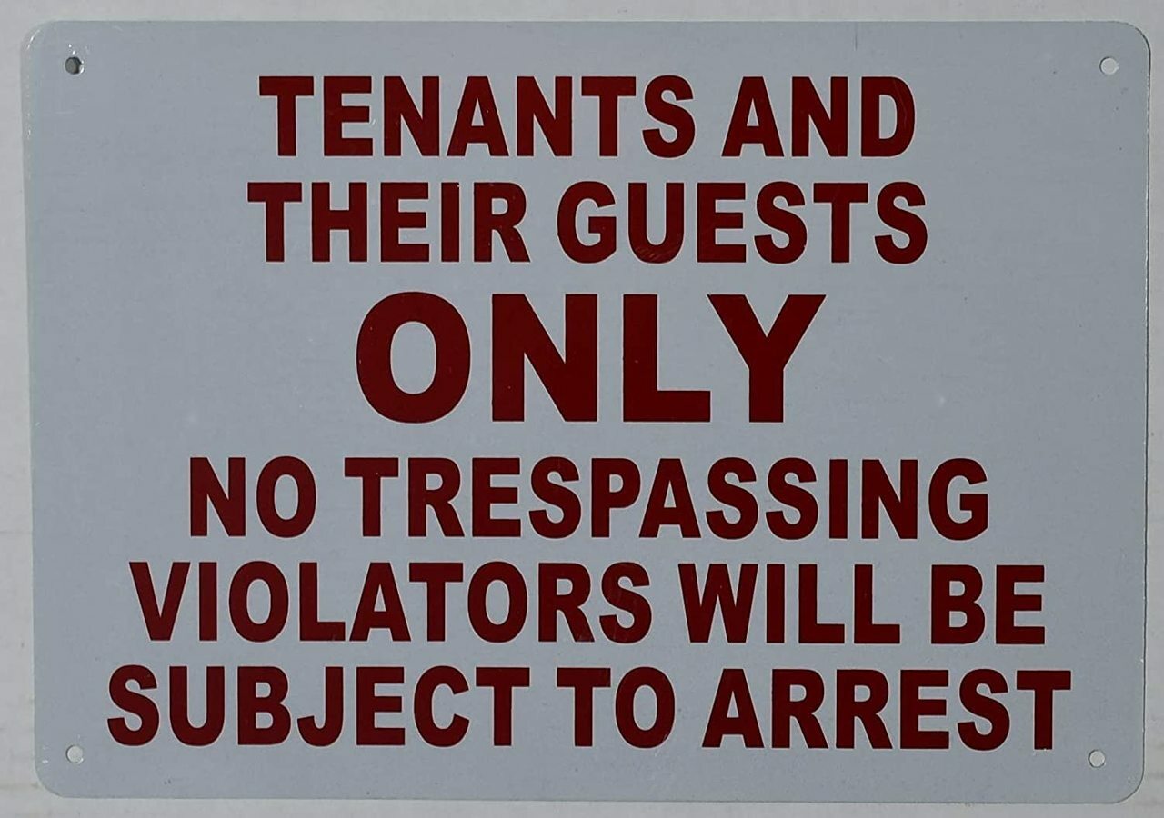 10&Prime; X 12&Prime; »Tenants and Their Guests » Metal Sign (White,10×12 INCH)–REF24-1027