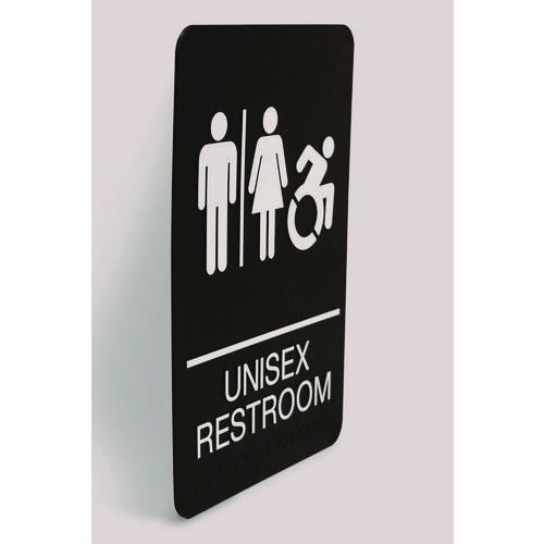 Headline Sign ADA Sign, Unisex Restroom, 6 x 9, Black Face, White Graphics